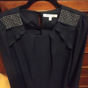 Black Rainn Navy embellished shoulder blouse